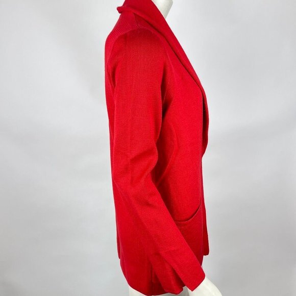 Anthropologie HWR Monogram Owen Red Long‎ Cardigan Wool Button-up Sweater Women - Picture 4 of 14